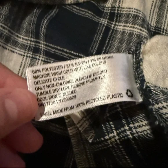 Knox Rose Green & Ivory Plaid Button-Front‎ Long Sleeve Midi Dress Sz 2X Plus - Picture 8 of 16